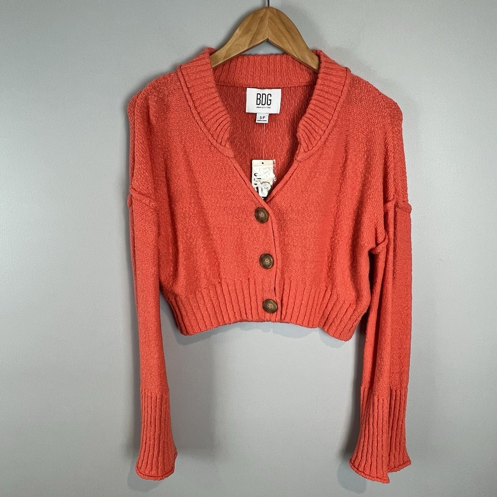 Orange Cropped Cardigan Sweater Womens Size Small BDG Urban Outfitters NWT